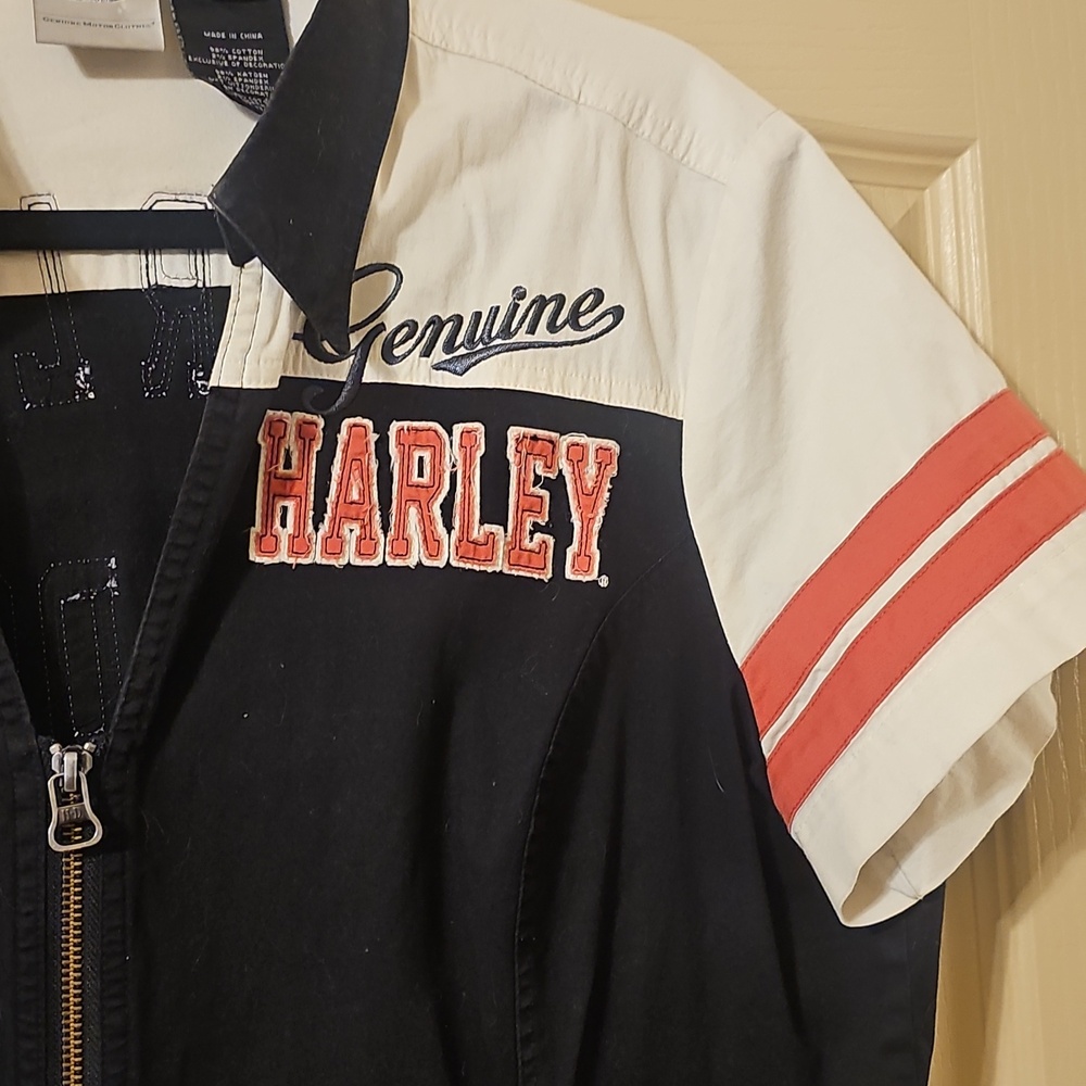 Harley-Davidson Black, White & Red Zip-Up Racing Shirt - Picture 4 of 5